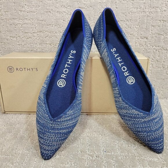 Rothy's Shoes - Rothy’s The Point Womens Size US 7 Indigo Heat Round Toe Slip On Ballet Flat
